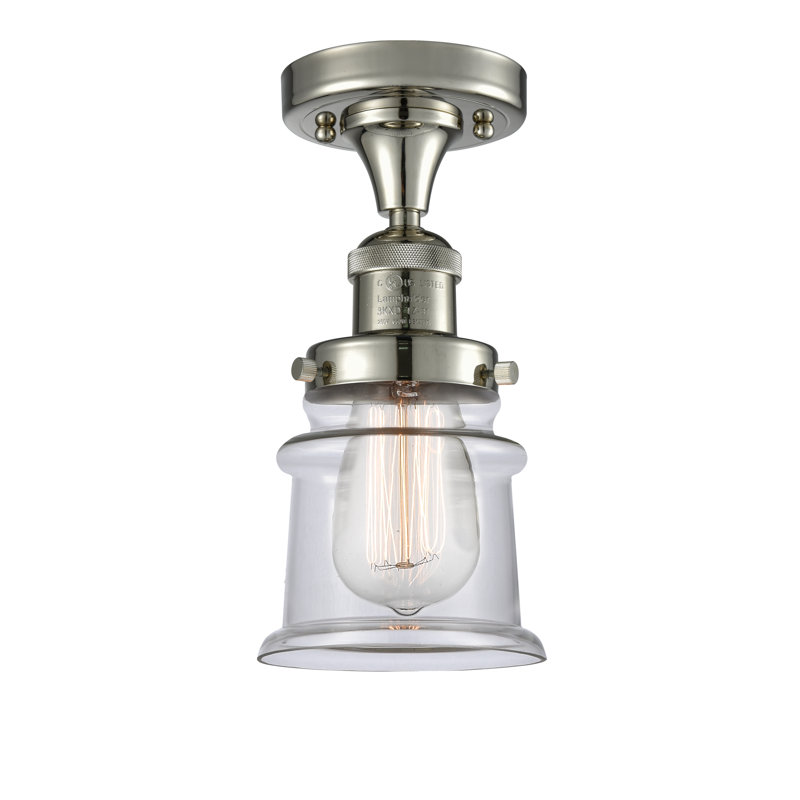 Plafonnier semi-encastré 1 lumière 5,25 po Alexandira, Ampoule non incluse, Transparent, Nickel poli