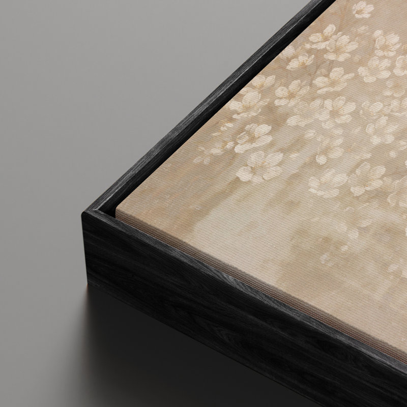 «Soft Neutral Blossoms with Dreamy Floral Atmosphere», reproduction d'art encadrée, Noir, H 24 po x l 36 po