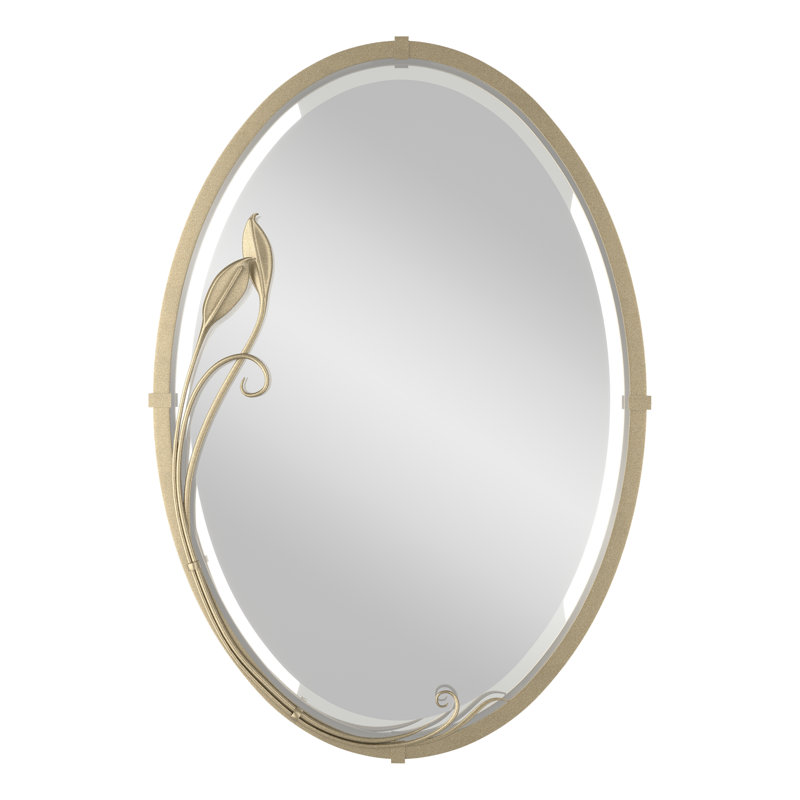 Leaf Traditional Beveled Accent Mirror, Soft Gold