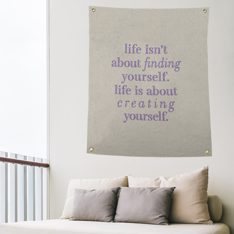 Tapisserie en polyester à créer vous-même quote, H 80 po x l 59 po, Blanc / Mauve