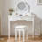 Compact Makeup Vanity Table With Reversible Mirror, Dressing Table Set With Stool, Space-Saving Beauty Station For Small Places, White