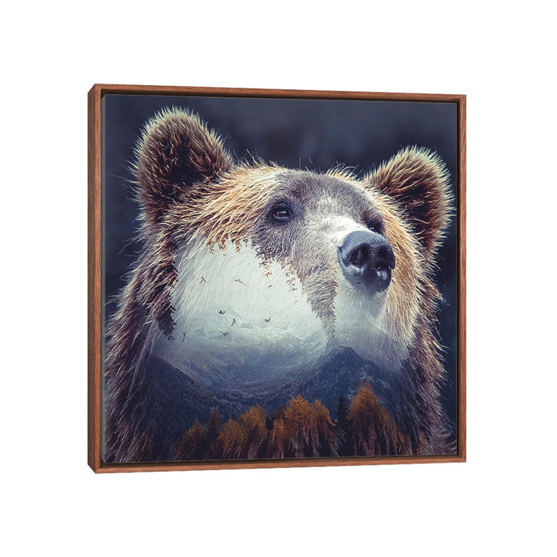 Bear 1 Piece Wall Art on Canvas, 45.72 cm H x 45.72 cm W, Classic Brown Wood Framed