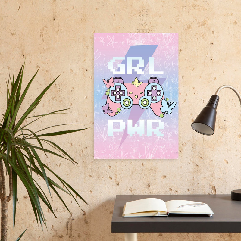 Girl Power, art contemporain avec papillon, H 24 po x l 16 po