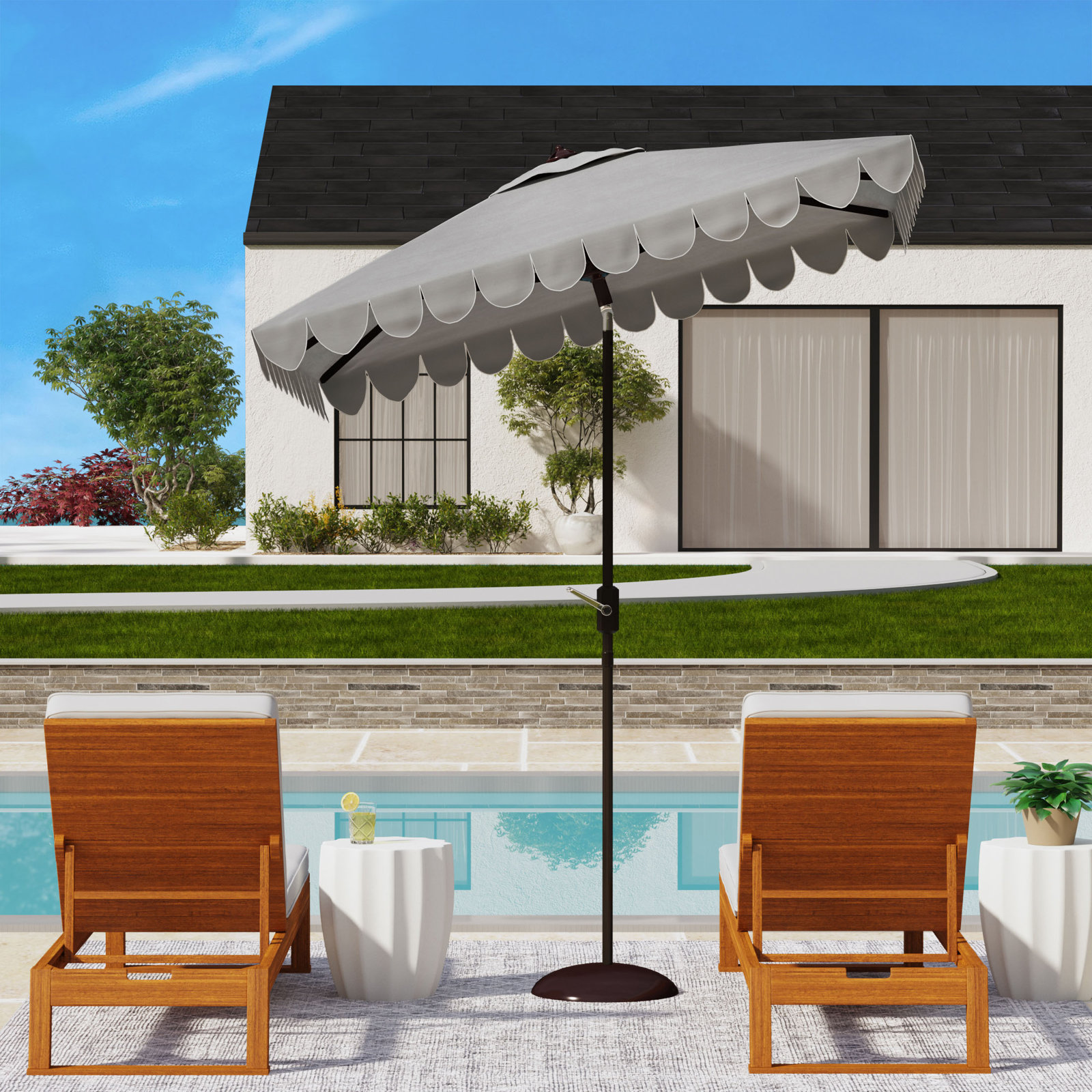 Teo 90'' Outdoor Umbrella, Gray