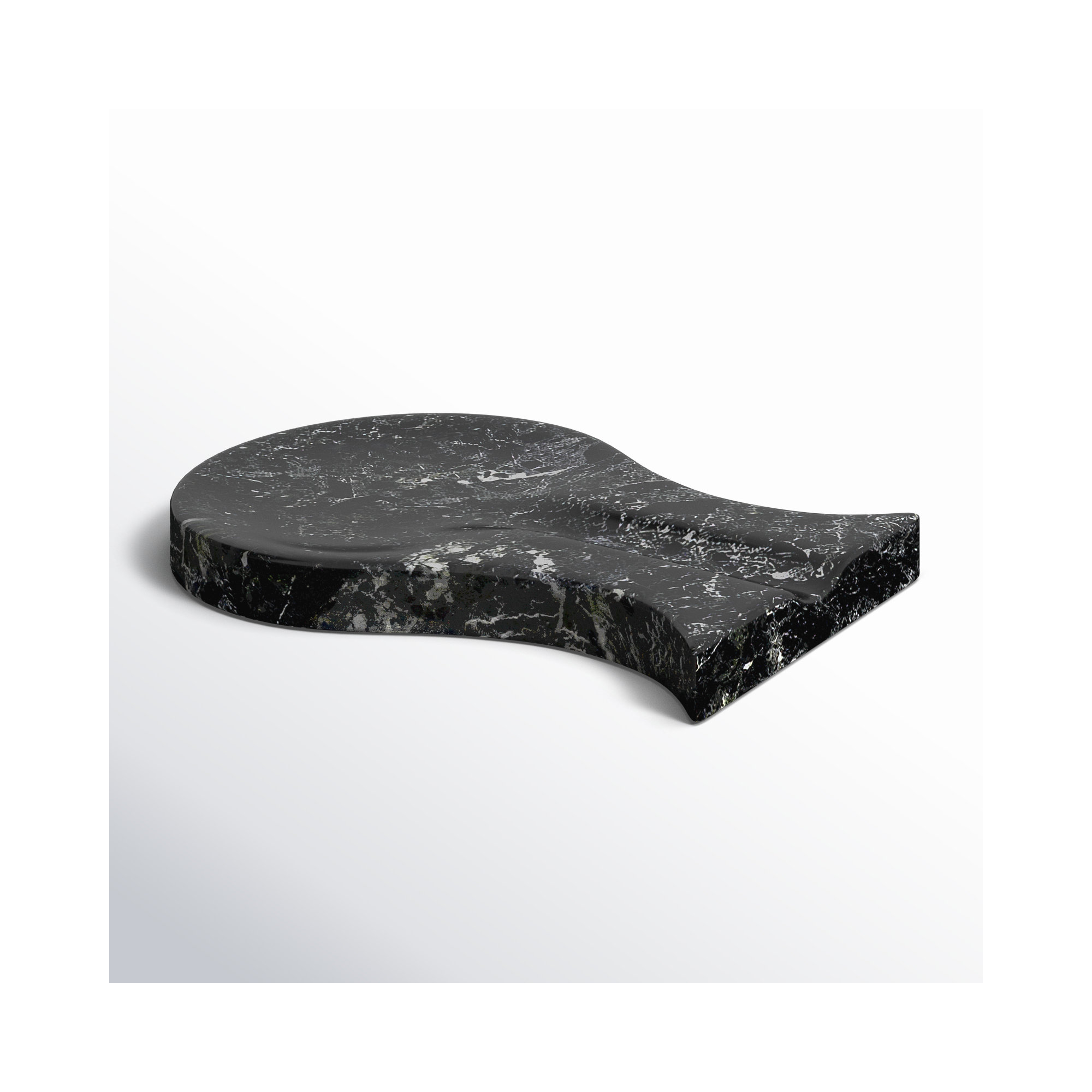 Handmade Marble Black Spoon Rest, Black