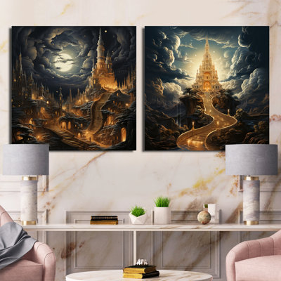Islam Moonlight Ascending Minaret - Islam Square Collage Set Of 2