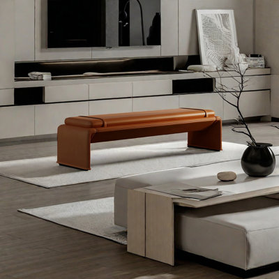 Banc rembourré en cuir Lauriann