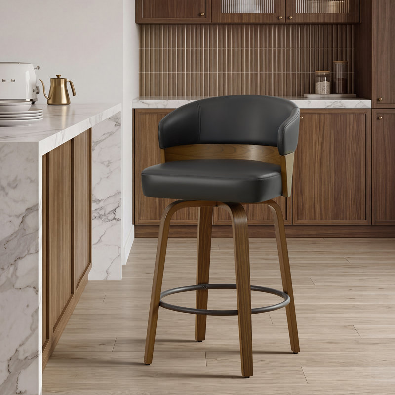 Tabouret de bar pivotant Mid-Century, Noir