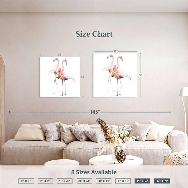 Crowle Tropical Couple Flamingo, 39" H x 39" W