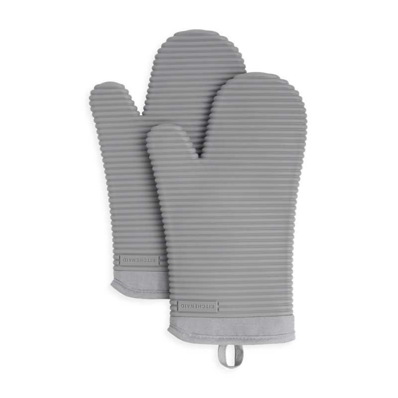 KitchenAid Ribbed Soft Silicone Oven Mitt, Gray