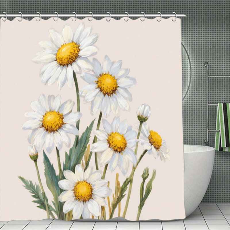 Rideaux de douche marguerites blanches, 71 x 71