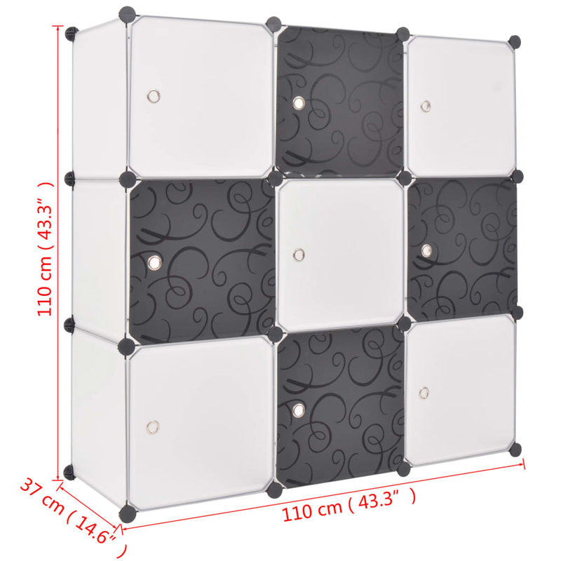 110cm H x 110cm W Steel Bookcase, Black and White