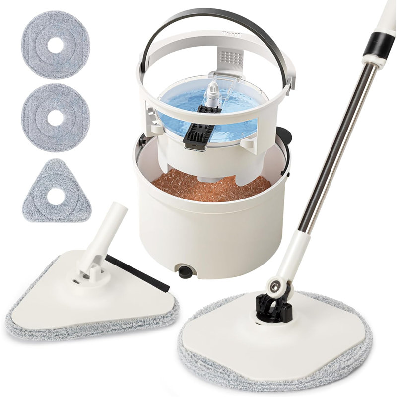 Spin Mop And Bucket, Mop And Bucket With Wringer Set For Home, Easy Wring For Floor Cleaning With 3 Microfiber Replacement Refills