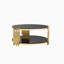 Table basse moderne - table de salon à double couche en verre trempé et structure en acier inoxydable, facile à assembler