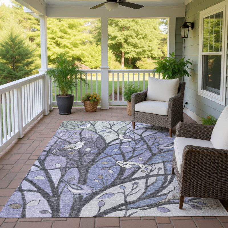 Machine Washable Indoor/Outdoor Chantille ACN2336 Botanical Rug, Rectangle 8' x 10'