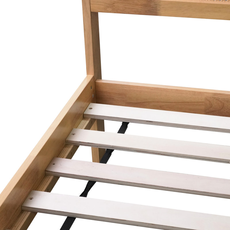 Très grand lit en chêne blanc avec tête de lit délicate et tiroirs de rangement, Très grand lit, Chêne blanc