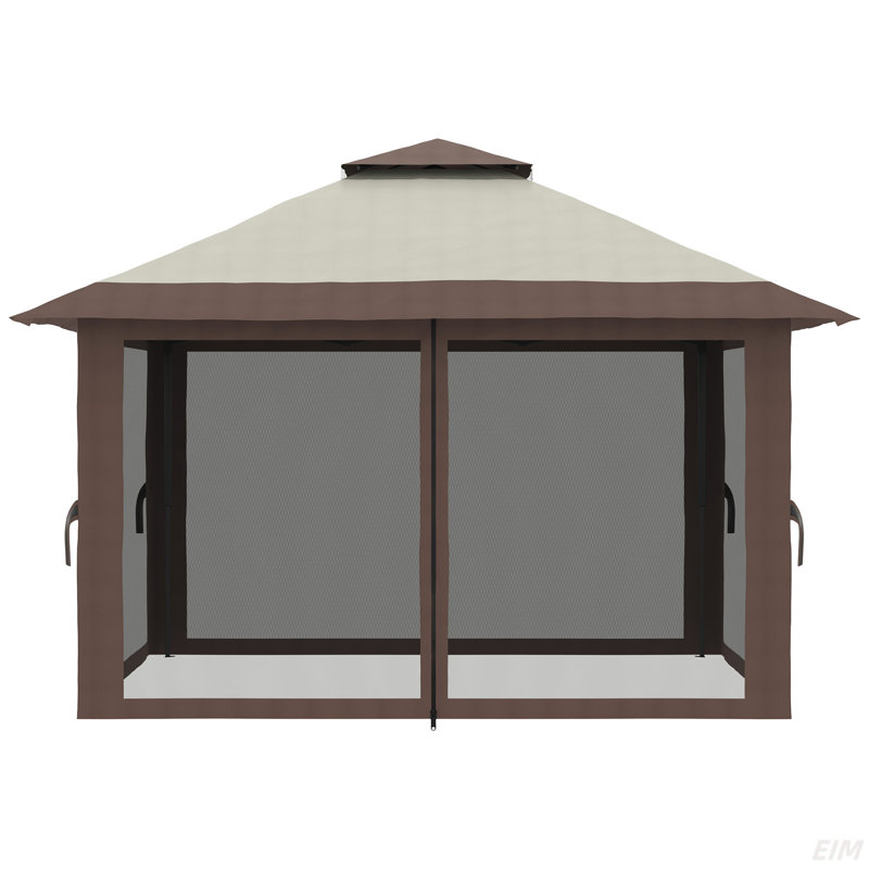 Pop Up Gazebo With Netting, Instant Canopy Tent Shelter With 2-Tier Roof,  Wheeled Carry Bag, Water/Sand Bags(Canopy)