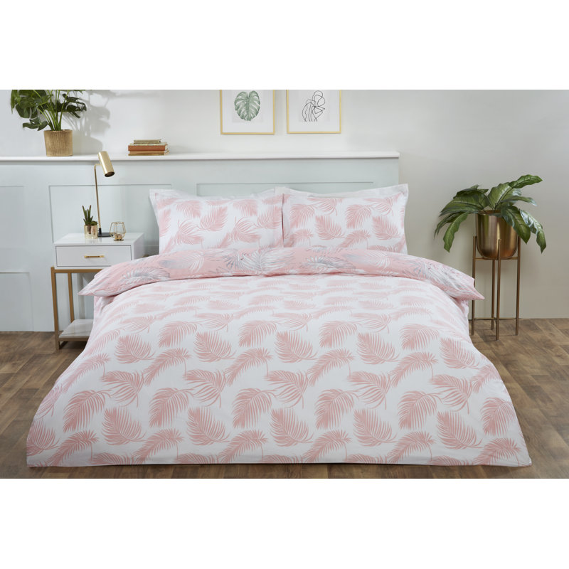 Lygia Polyester Floral Duvet Cover Set with Pillowcases, Navy, Double - 2 Standard Pillowcases