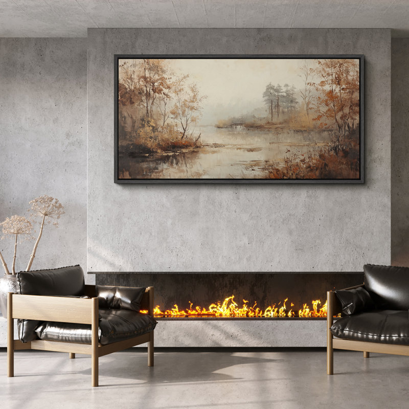 Impression sur toile, encadré campagne surdimensionné, H 30 po x l 60 po, Noir, noir, noir, noir