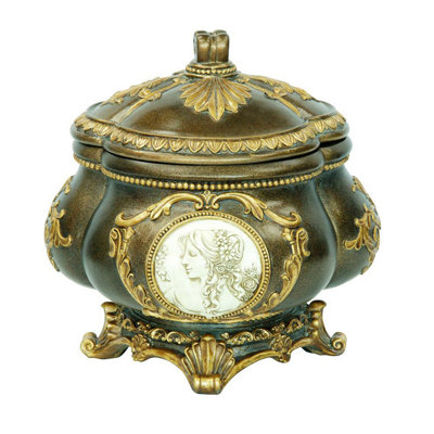 9" Tall Decorative Jewellery Box, Bronze finish