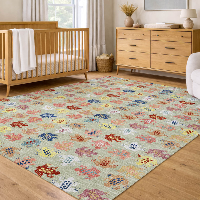 Tapis intérieur / extérieur lavable à la machine pour enfants ACN2623, Céleri, 8 pi x 10 pi