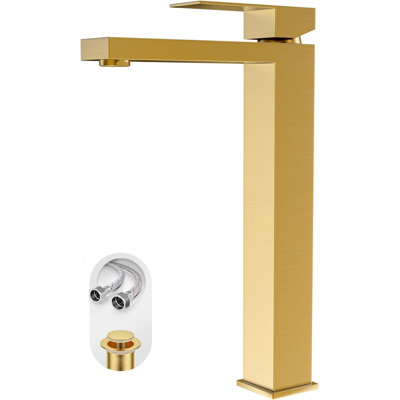 Robinet de salle de bain vasque à une poignée en or brossé avec lavabo vasque à poignée simple