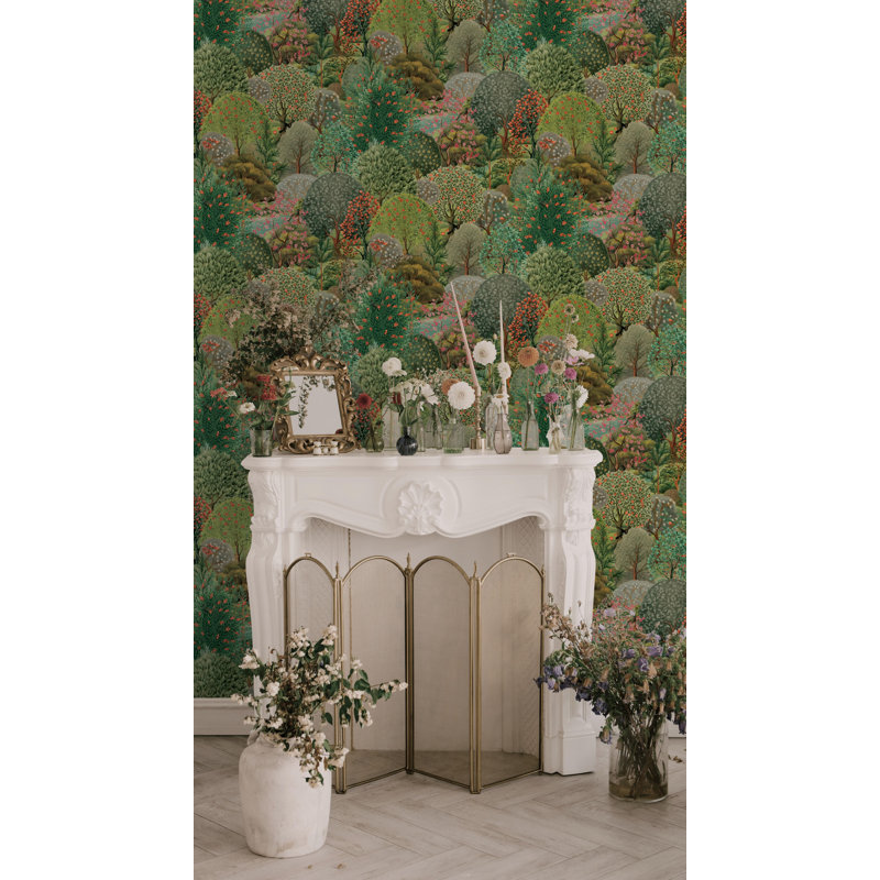 Rouleau de papier peint paysage L 33 pi x l 21 po, Vert
