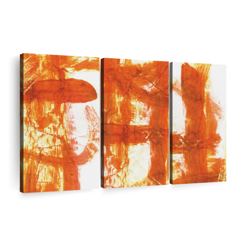 Impression sur toile orange abstraite, H 28 po x l 45 po x P 1,25 po