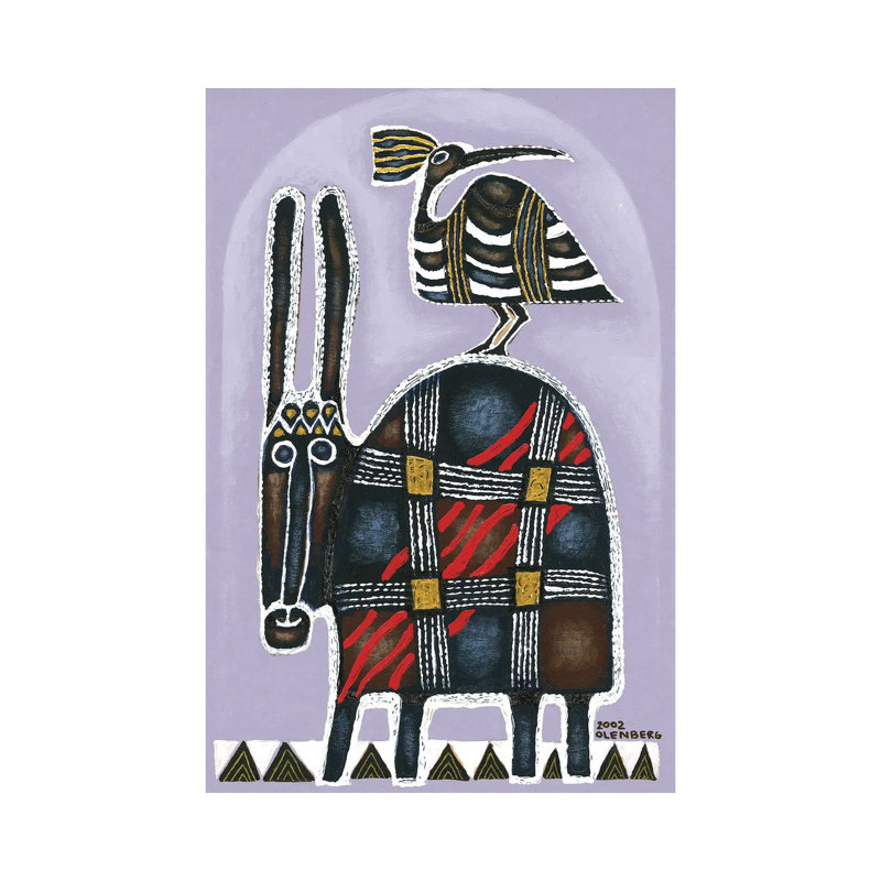 «Donkey and Bird» par - Toile tendue, H 12 po x l 8 po x P 0,75 po