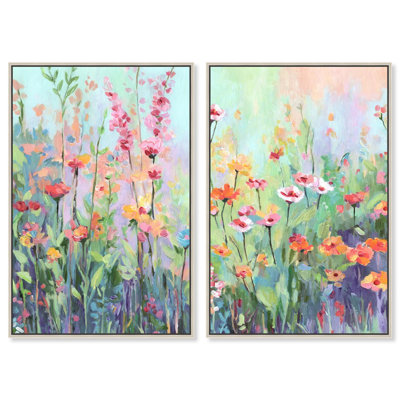 «Summer Symphony Set», reproduction d'art sur toile par Art Remedy, cadre argenté, 20 x 30
