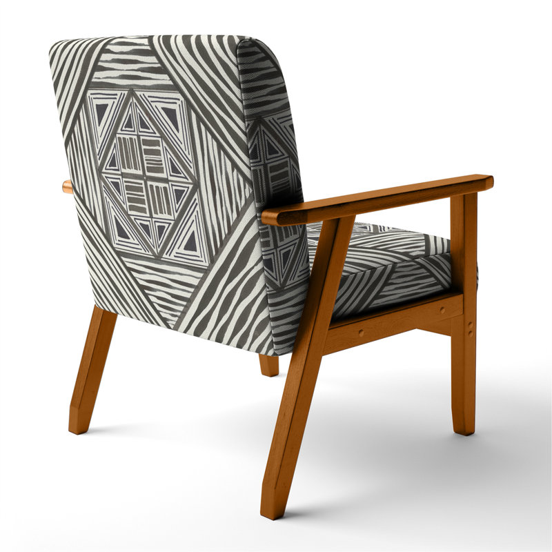 Fauteuil d'appoint rembourré transitionnel «Inderjeet - Minimalist Graphics II», Accoudoirs carrés bruns