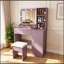 Ensemble de coiffeuse avec tabouret rembourré et miroir lumineux réglable