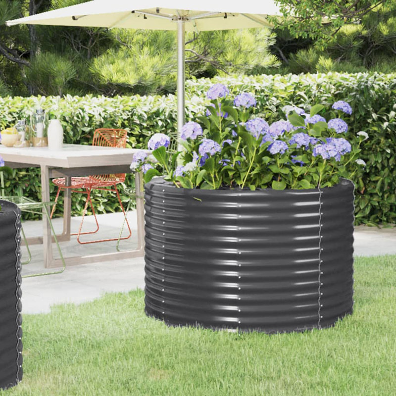 Garden Raised Bed Powder-coated Steel, Anthracite, 100 x 100 x 68 cm
