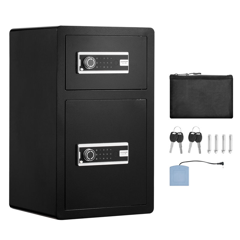 Black Alloy Steel Double Door Safe Box with Key Lock and Password
