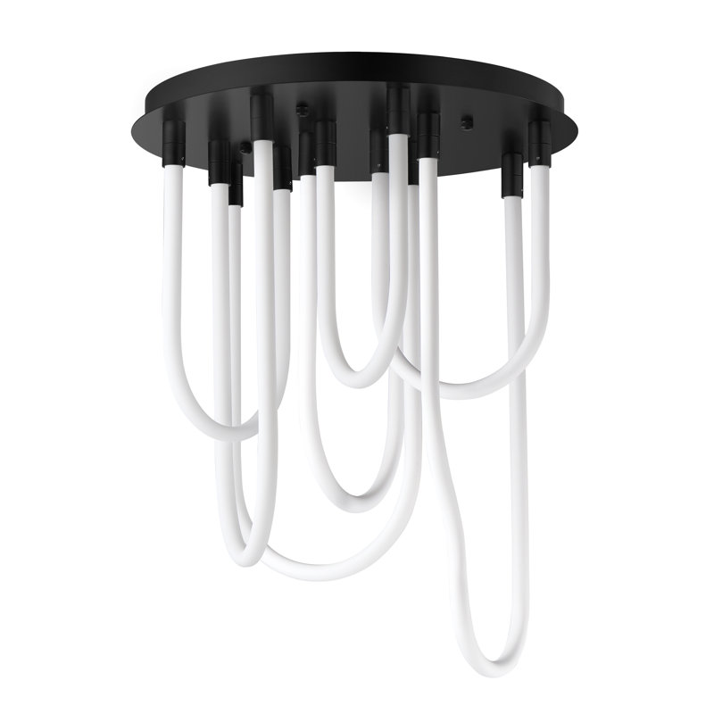 Soleil-Flush Mount Chandelier, Black