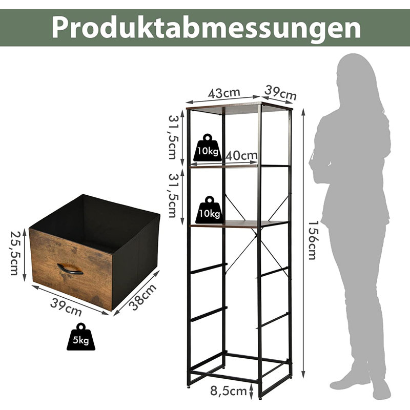 Cruzville 43cm W Metal Shelf Unit