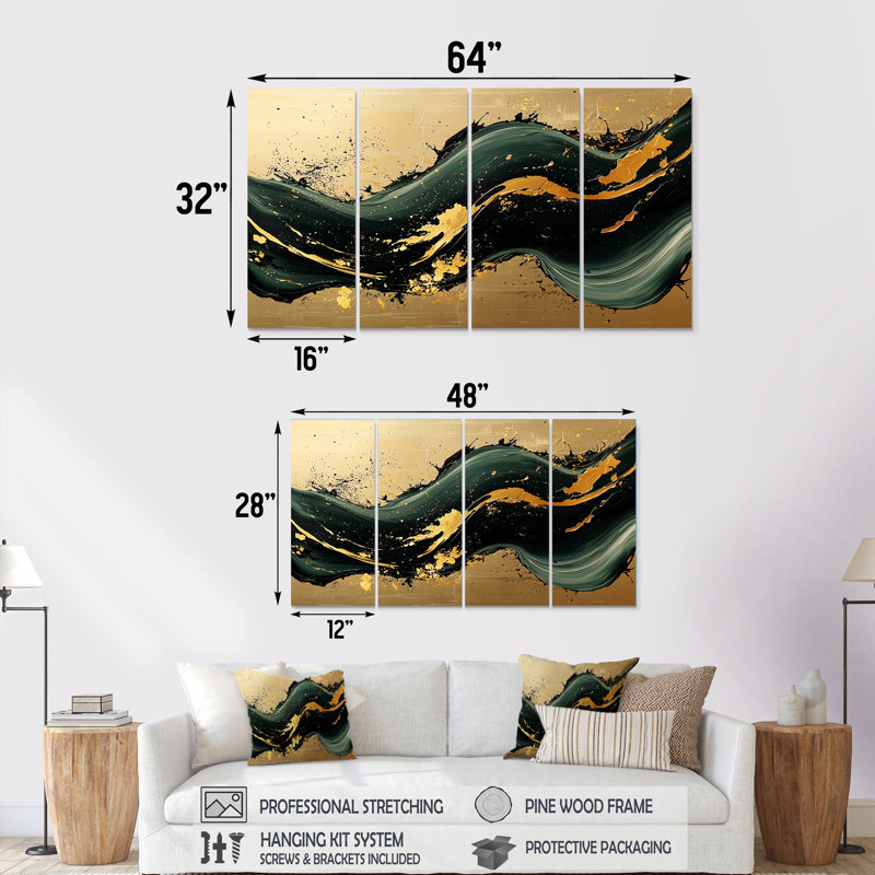 Fenella - art mural en marbre - art mural moderne pour le salon, 4, H 28 po x l 48 po