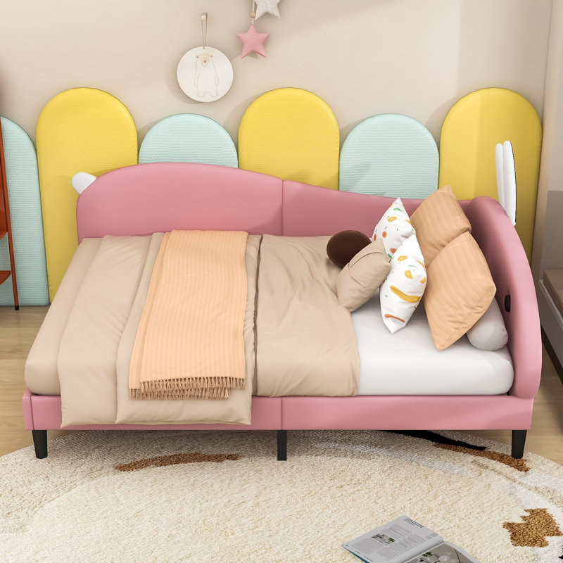 Upholstered Daybed with Rabbit Ear Headboard, Full