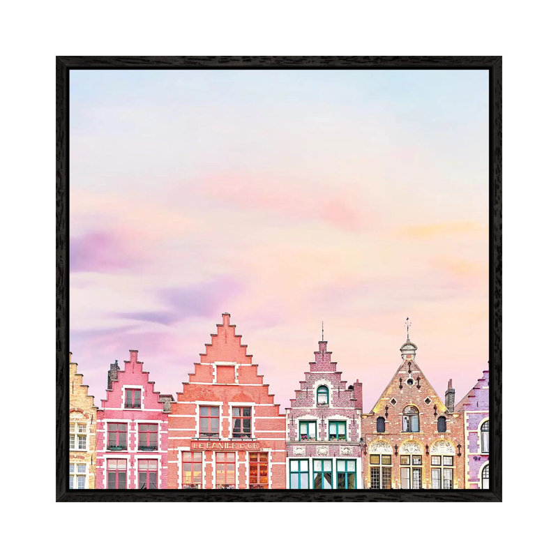 Rooftops In Bruges by Erin Summer - Print on Canvas, Black Framed, 66.04cm H x 66.04cm W x 3.81cm D