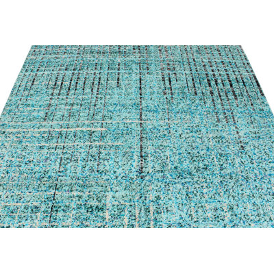 7x10 Blue and Multicolor Modern Contemporary Rug