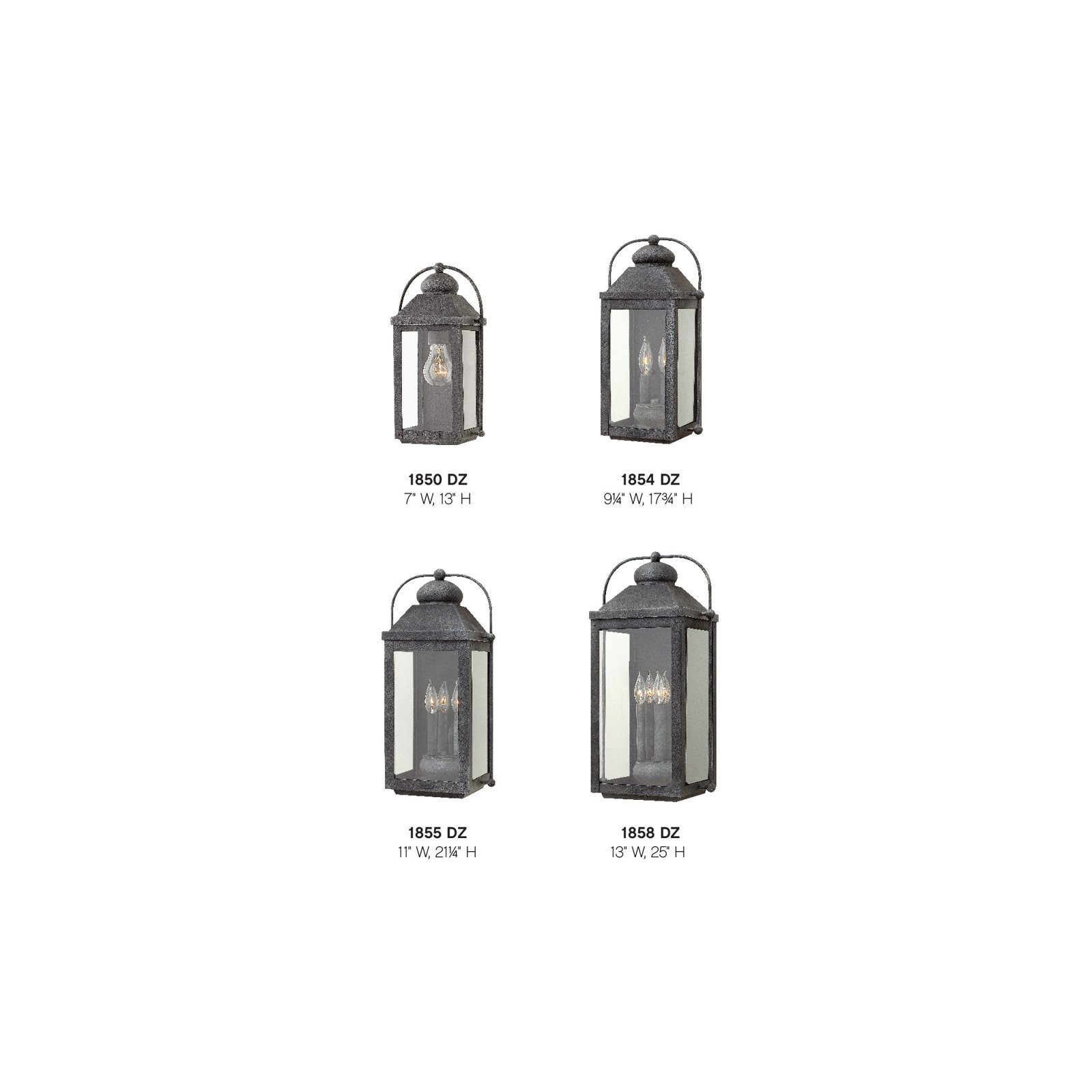 Hinkley Anchorage Outdoor Wall Lantern, Aged Zinc, No