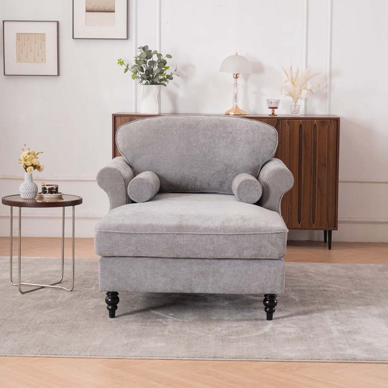 Fauteuil-lit surdimensionné en chenille, Gris clair