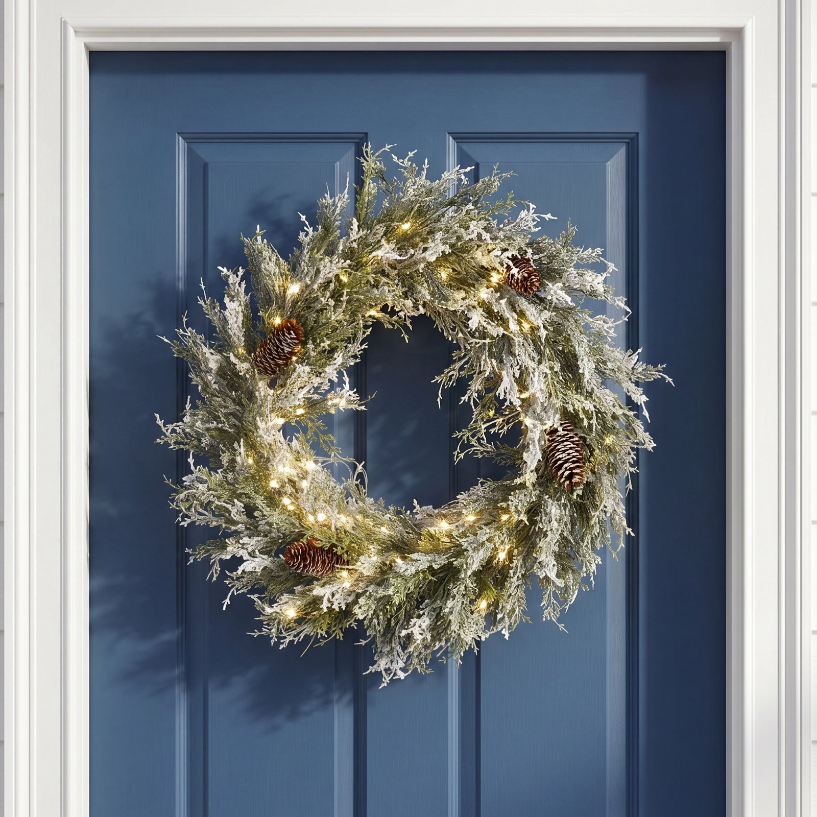 24" Frosted Pre-Lit Wreath
