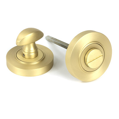 Concealed Satin Brass Round (Plain) Thumbturn