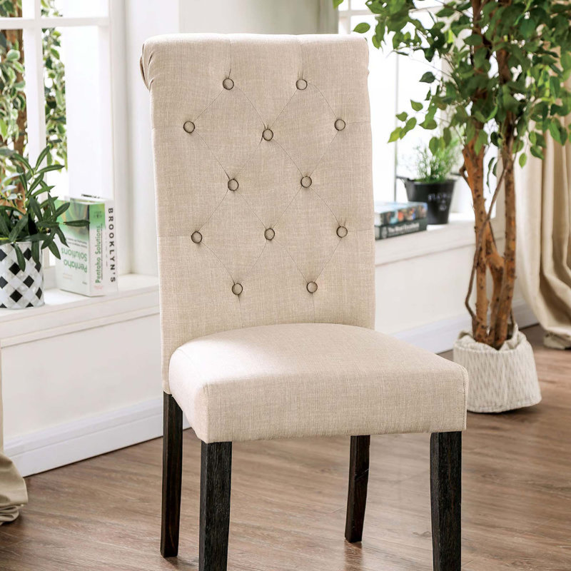 Ensemble classique de 2 chaises d'appoint capitonnées en lin