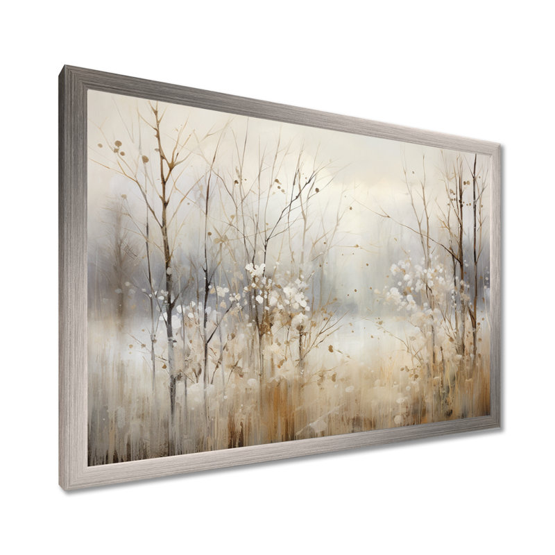 «Winter Meadow View calmness II», impressions sur toile Meadow, Argent argent, H 30 po x l 40 po, Impression encadrée
