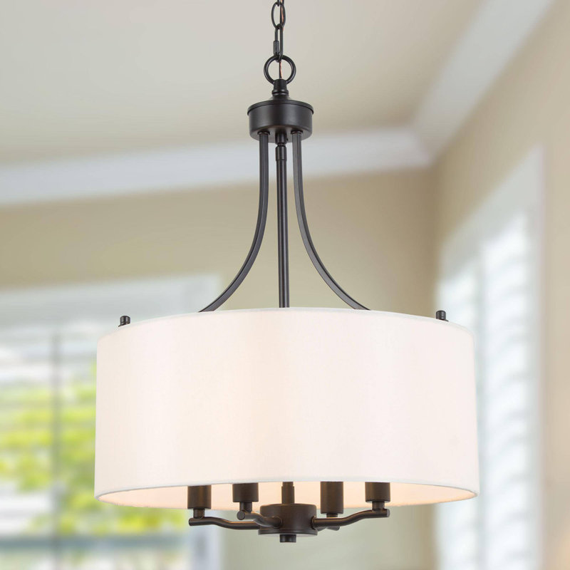Lustre tambour de salle à manger ombragé en tissu 4 lumières Jeilyn