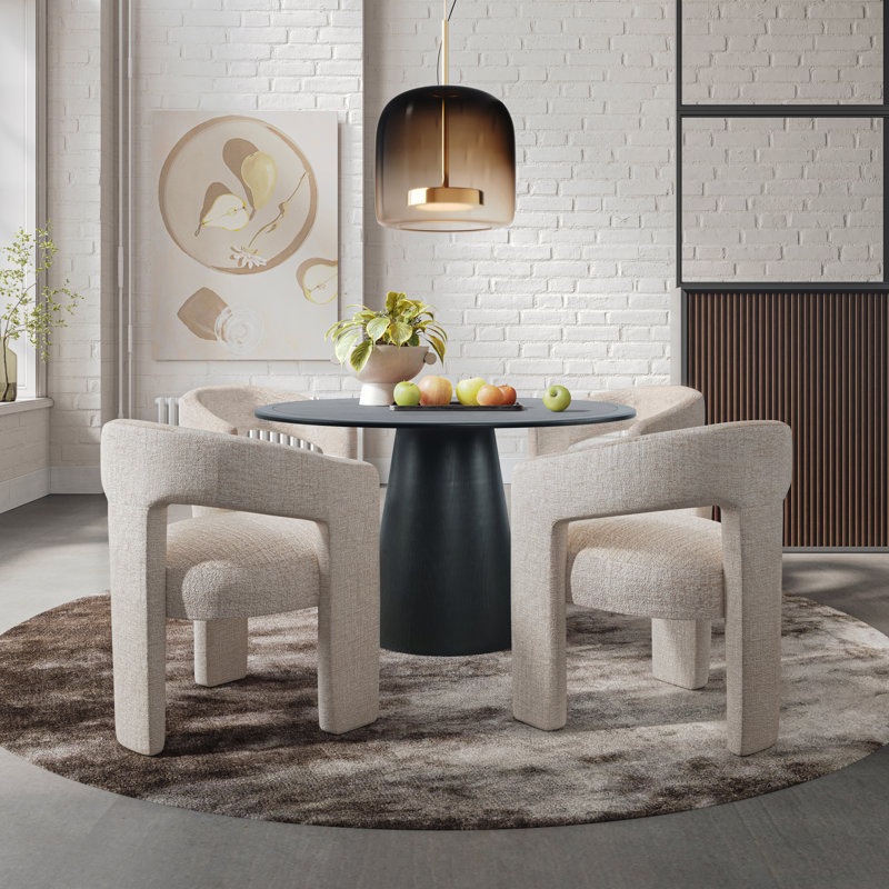 Ensemble de salle à manger 5 pièces Darlington, Microsuède beige naturel Gwen, Noir