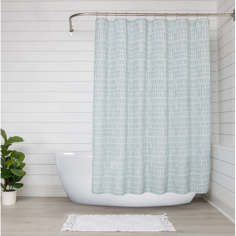 Rideau de douche simple à motif géométrique Militello, Bleu