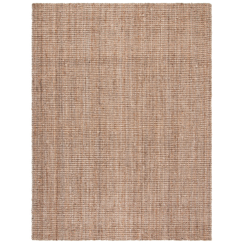 Estrin Natural Fiber Hand Woven Jute Solid Color Rug, Rectangle 8' x 10', Natural